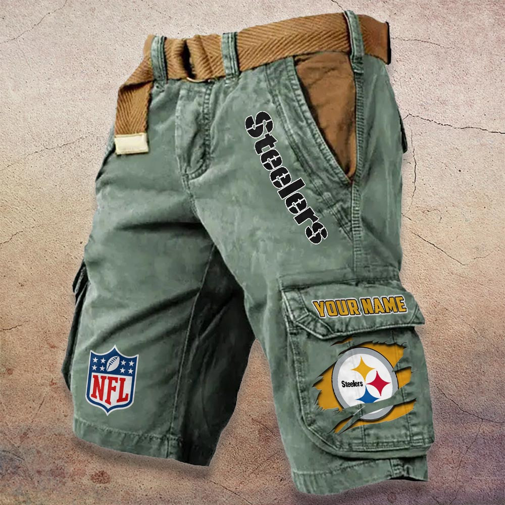 Pittsburgh Steelers Pocket Print Cargo Shorts - Famjoys Pittsburgh Steelers Pocket Print Cargo Shorts - Famjoys