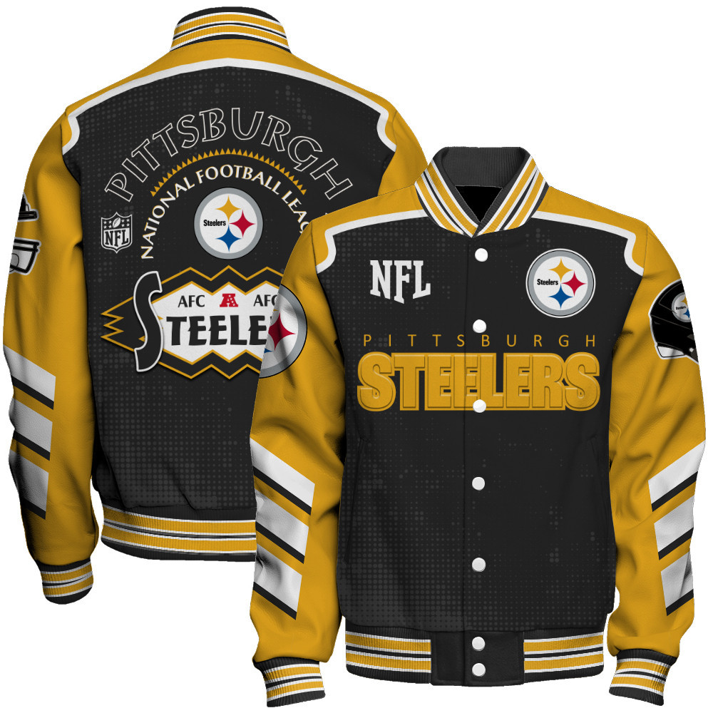 Pittsburgh Steelers - Relentless Determination Unisex Varsity Jacket - Famjoys Pittsburgh Steelers - Relentless Determination Unisex Varsity Jacket - Famjoys