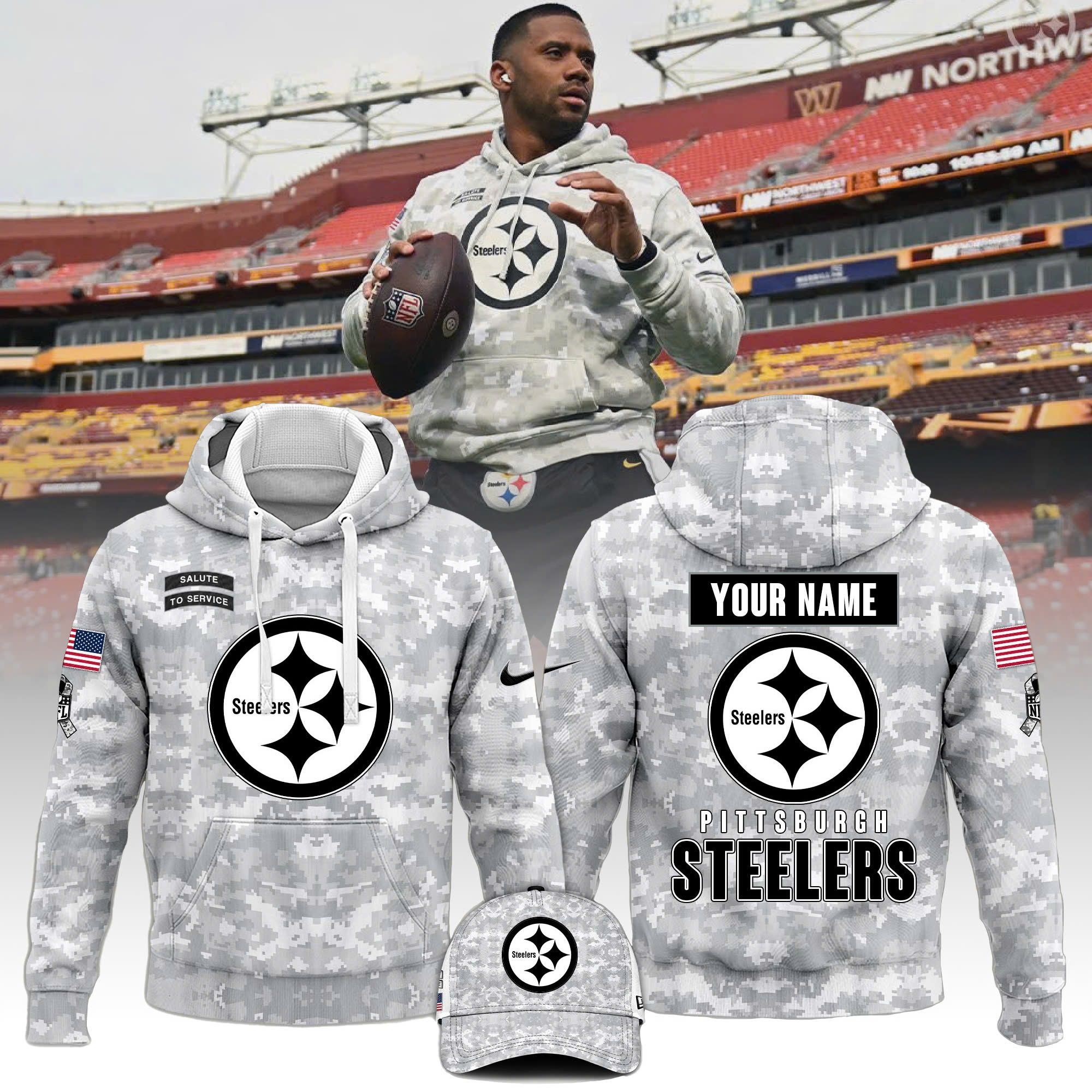 Pittsburgh Steelers Salute to Service Club Camo Hoodie #3 - Famjoys Pittsburgh Steelers Salute to Service Club Camo Hoodie #3 - Famjoys
