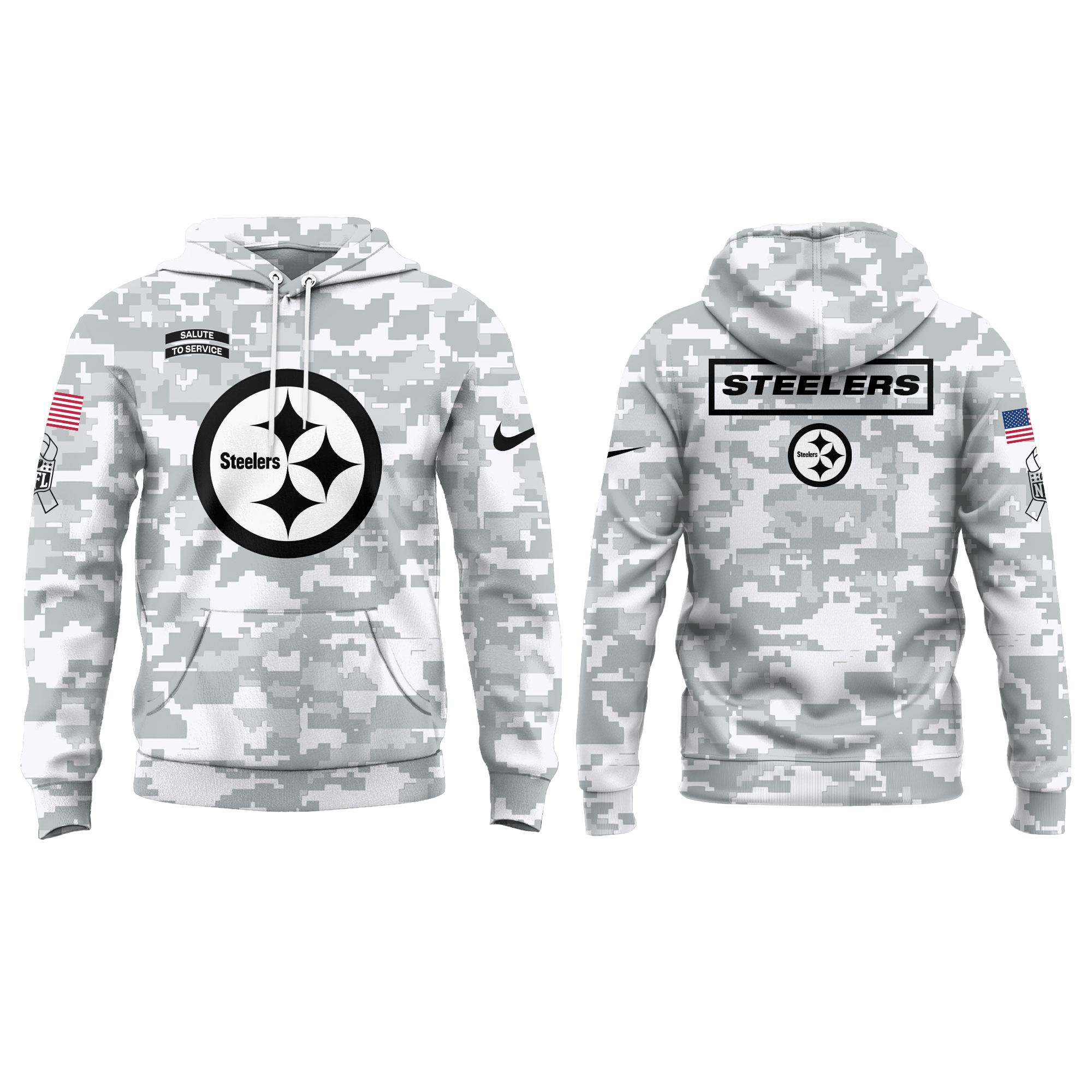 Pittsburgh Steelers Salute to Service Club Fleece Pullover Hoodie - Famjoys Pittsburgh Steelers Salute to Service Club Fleece Pullover Hoodie - Famjoys