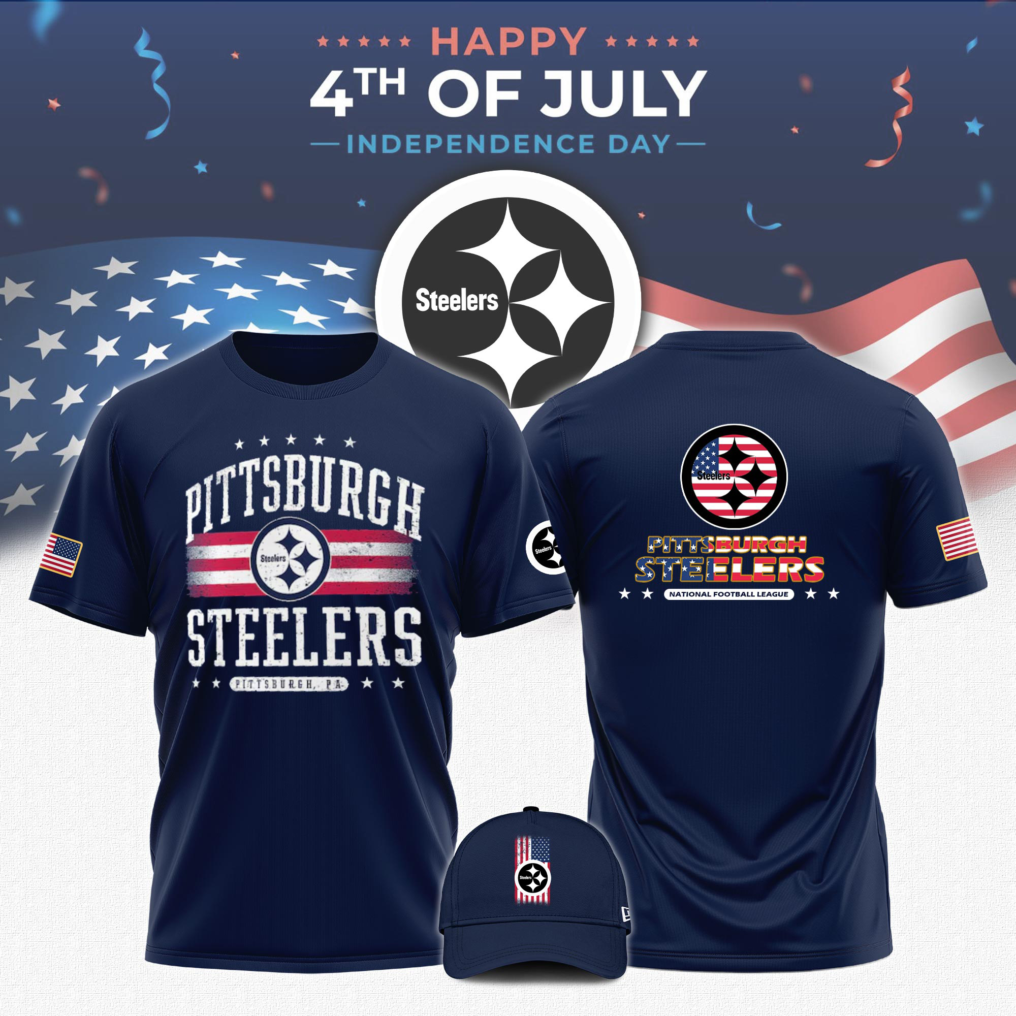 Pittsburgh Steelers shop Edited Americana Tshirt #2 - Famjoys Pittsburgh Steelers shop Edited Americana Tshirt #2 - Famjoys