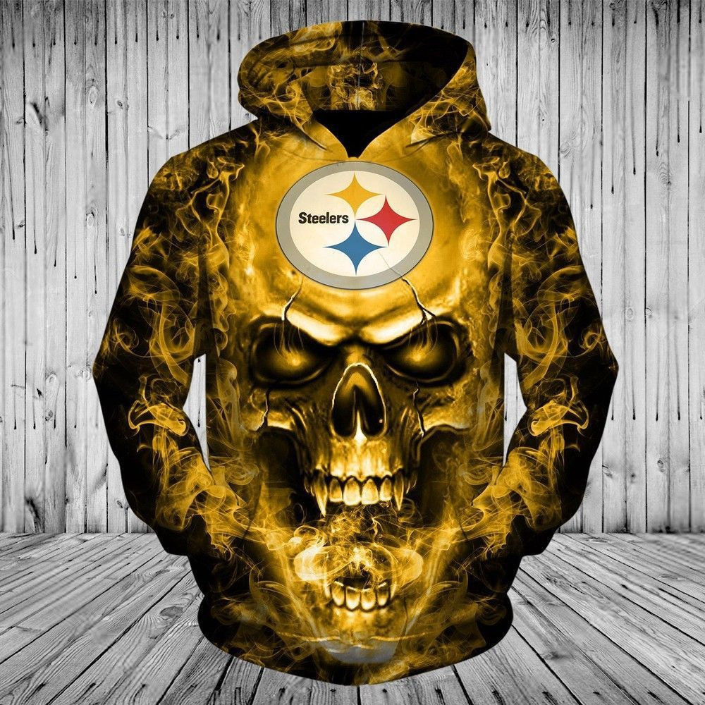 Pittsburgh Steelers Skull Hoodie & Zip Hoodie - Famjoys Pittsburgh Steelers Skull Hoodie & Zip Hoodie - Famjoys