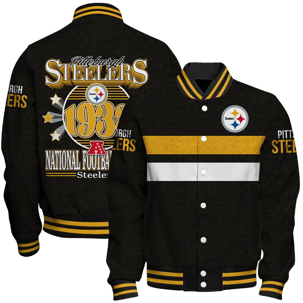 Pittsburgh Steelers - Super Durable Unisex Varsity Jacket - Famjoys Pittsburgh Steelers - Super Durable Unisex Varsity Jacket - Famjoys