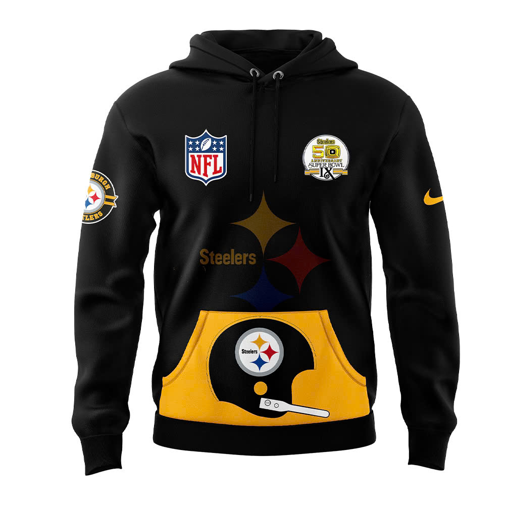 Pittsburgh Steelers Throwback 50th Anniversary Super Bowl Hoodie - Famjoys Pittsburgh Steelers Throwback 50th Anniversary Super Bowl Hoodie - Famjoys