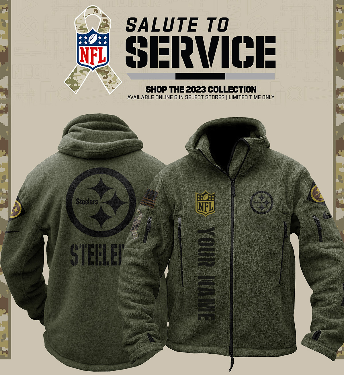 Pittsburgh Steelers Veterans H267 Personalized Fleece Tactical Jacket SP07122327ID05DS02 - Famjoys Pittsburgh Steelers Veterans H267 Personalized Fleece Tactical Jacket SP07122327ID05DS02 - Famjoys