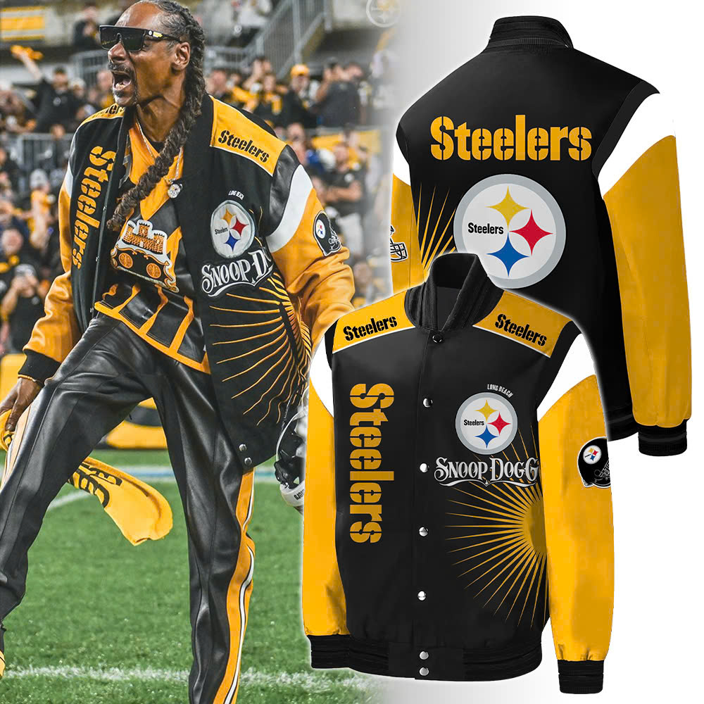 Pittsburgh Steelers X Snoop Dogg Premium Bomber Jacket - Famjoys Pittsburgh Steelers X Snoop Dogg Premium Bomber Jacket - Famjoys