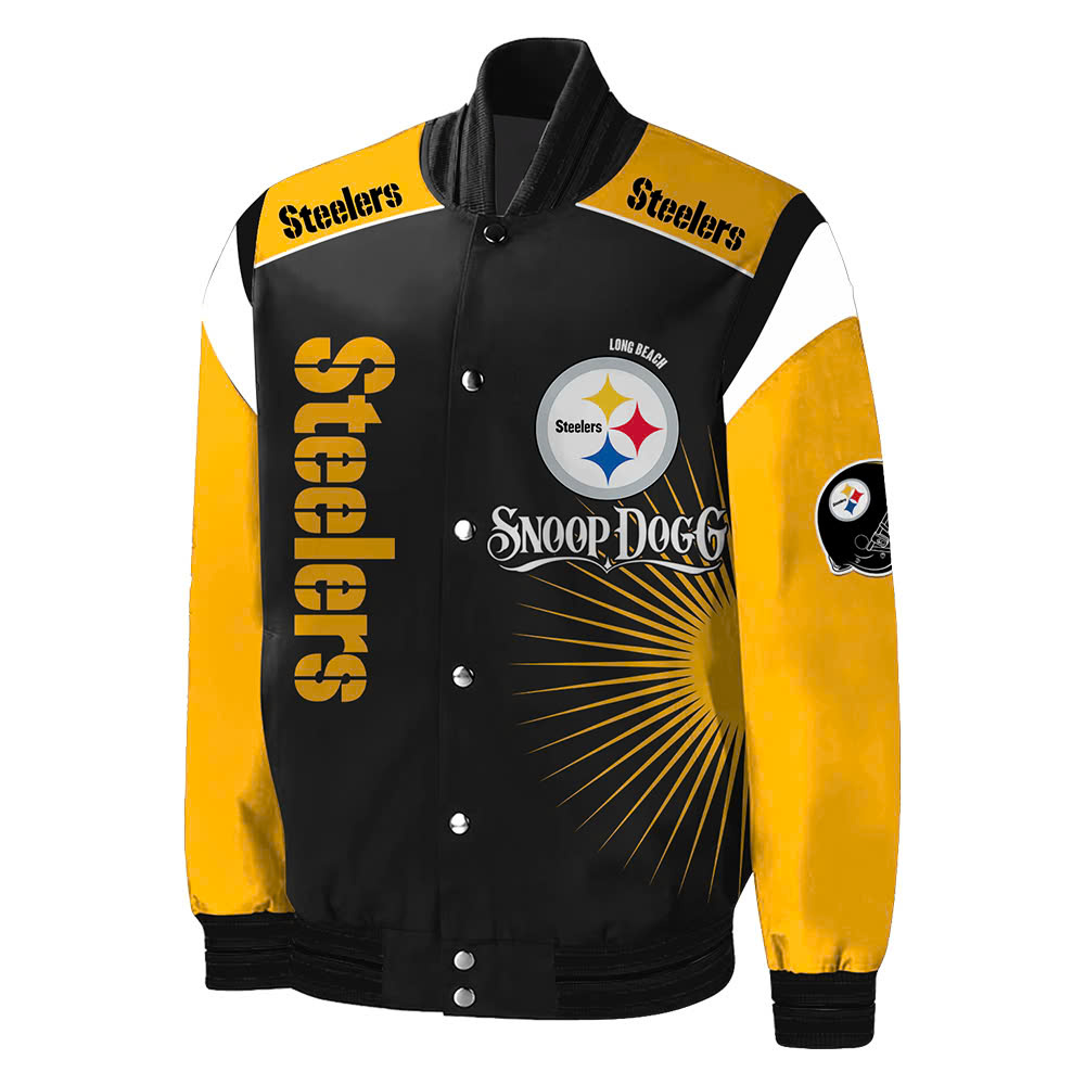 Pittsburgh Steelers X Snoop Dogg Premium Bomber Jacket - Famjoys Pittsburgh Steelers X Snoop Dogg Premium Bomber Jacket - Famjoys