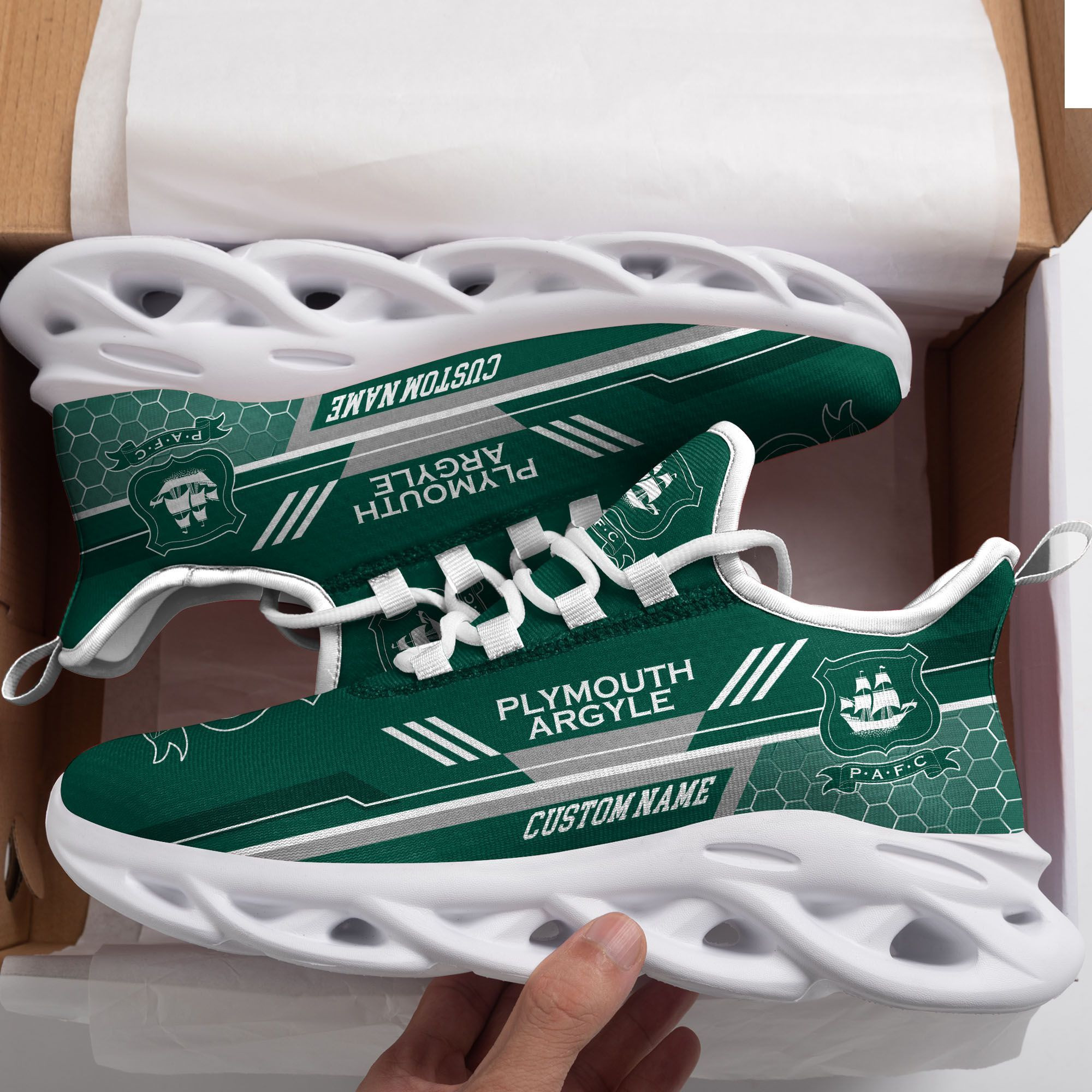 Plymouth Argyle Custom Personalized Max Soul Sneakers Shoes - Famjoys Plymouth Argyle Custom Personalized Max Soul Sneakers Shoes - Famjoys
