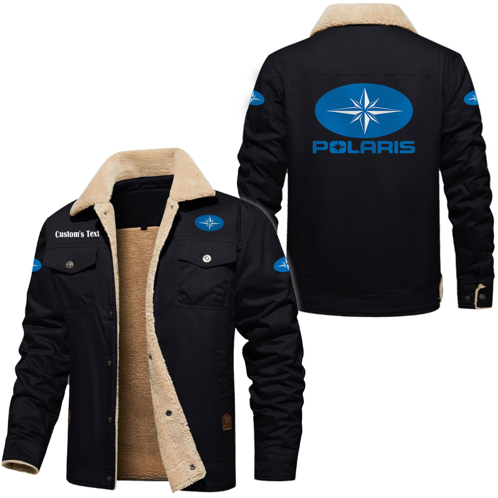 Polaris Cargo Fleece Lined Cotton Jacket Multicolor, vintage style, customize name 