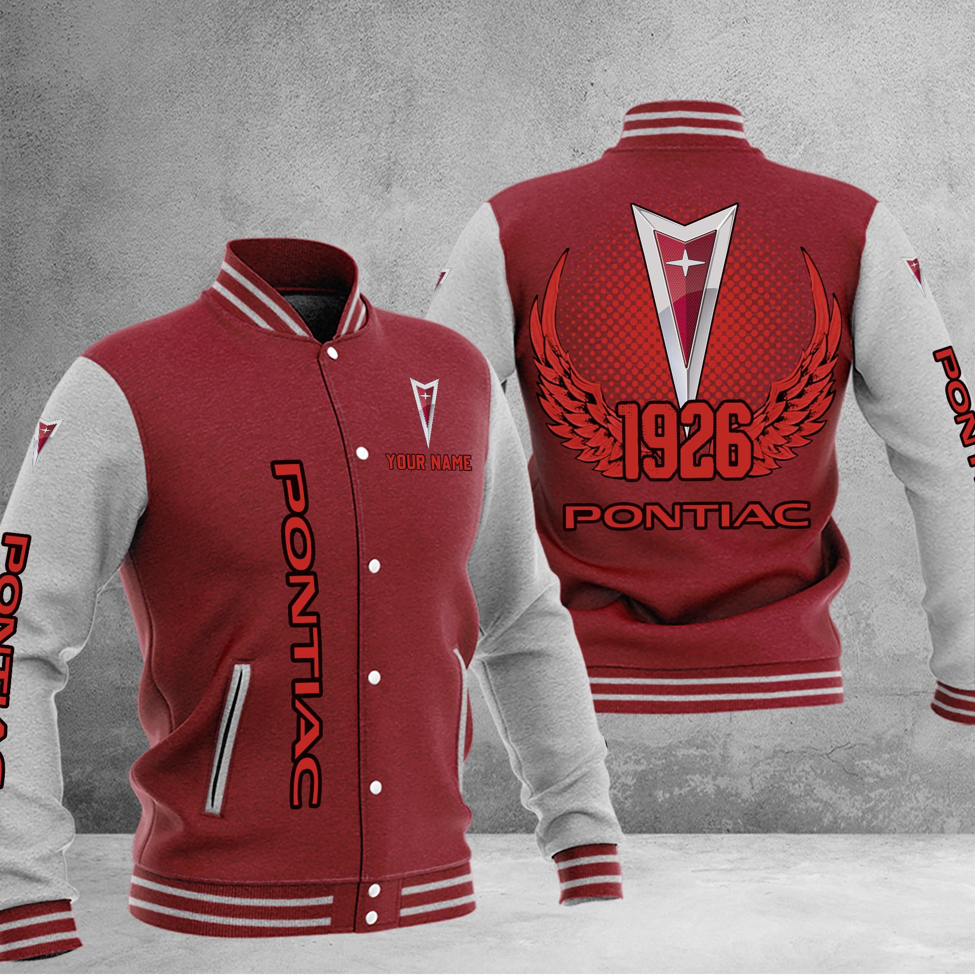 Pontiac DMHJ1070 Baseball Jacket Multicolor - Famjoys Pontiac DMHJ1070 Baseball Jacket Multicolor - Famjoys