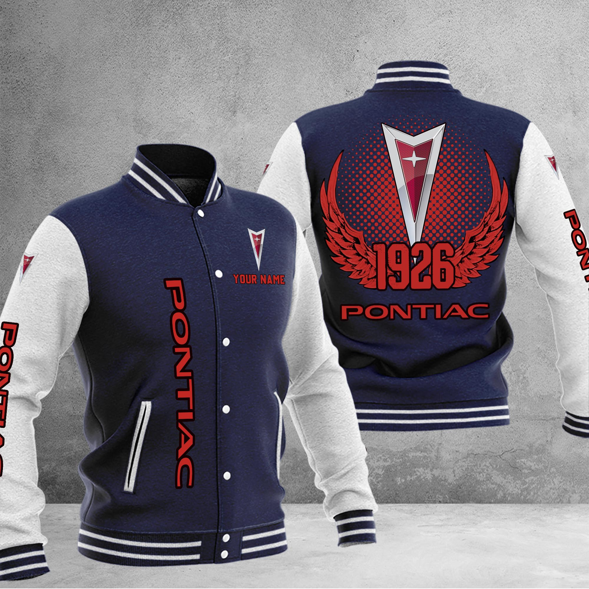 Pontiac DMHJ1070 Baseball Jacket Multicolor - Famjoys Pontiac DMHJ1070 Baseball Jacket Multicolor - Famjoys