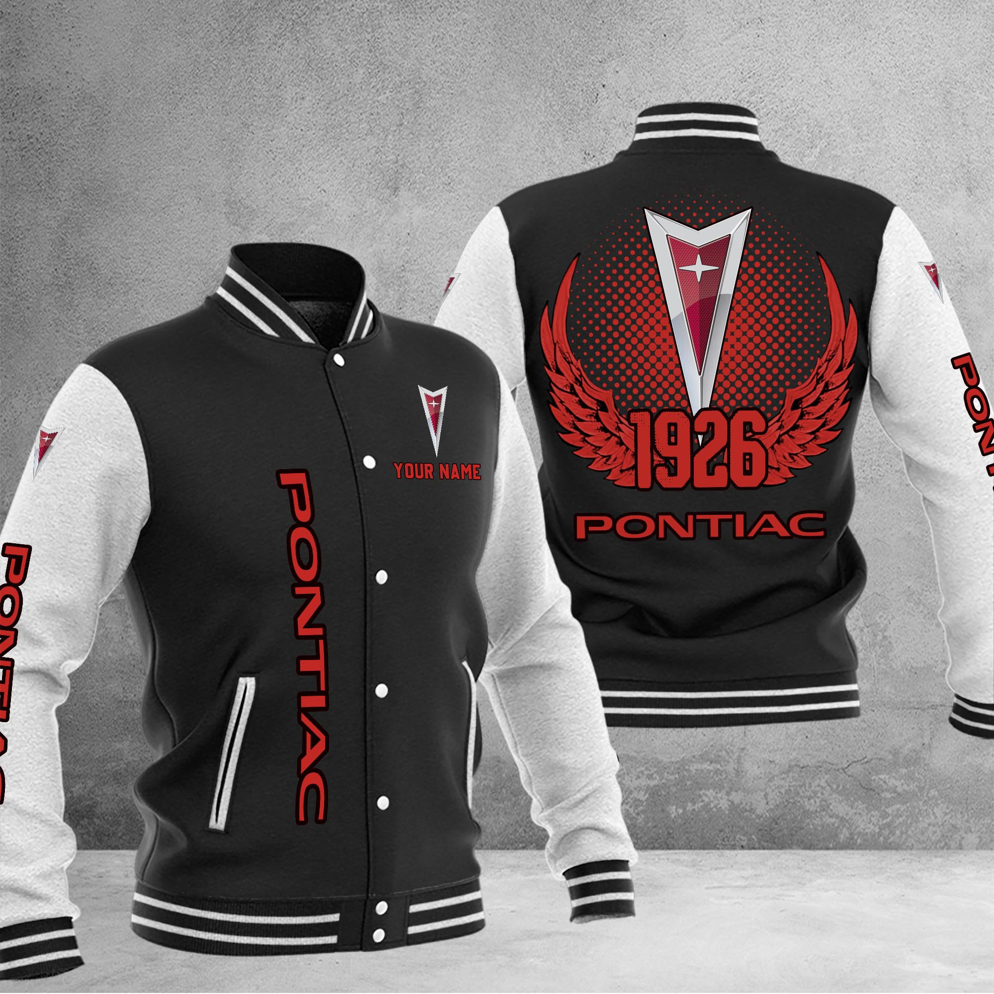 Pontiac DMHJ1070 Baseball Jacket Multicolor - Famjoys Pontiac DMHJ1070 Baseball Jacket Multicolor - Famjoys