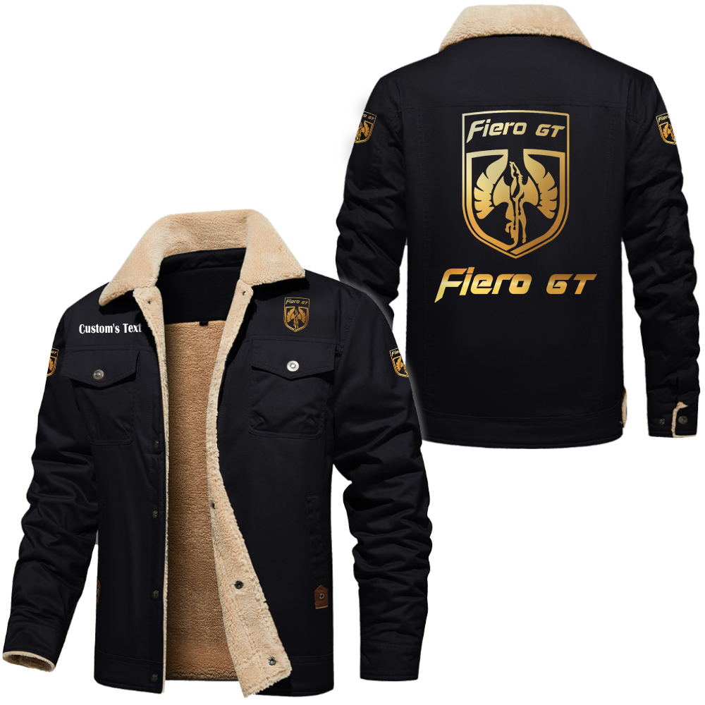 Pontiac Fiero Golden Logo Cargo Fleece Lined Cotton Jacket Multicolor, vintage style, customize name 