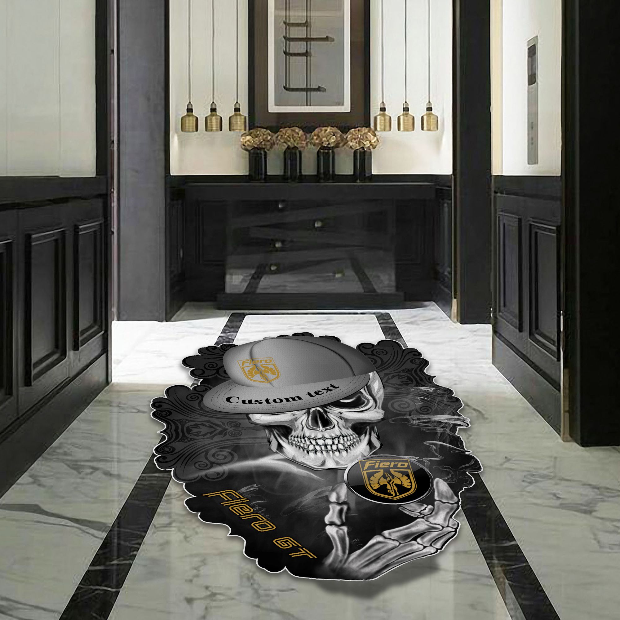 Pontiac Fiero Skull Shaped Luxurious Doormat, Rug Home Decor, Custom name - Famjoys Pontiac Fiero Skull Shaped Luxurious Doormat, Rug Home Decor, Custom name - Famjoys