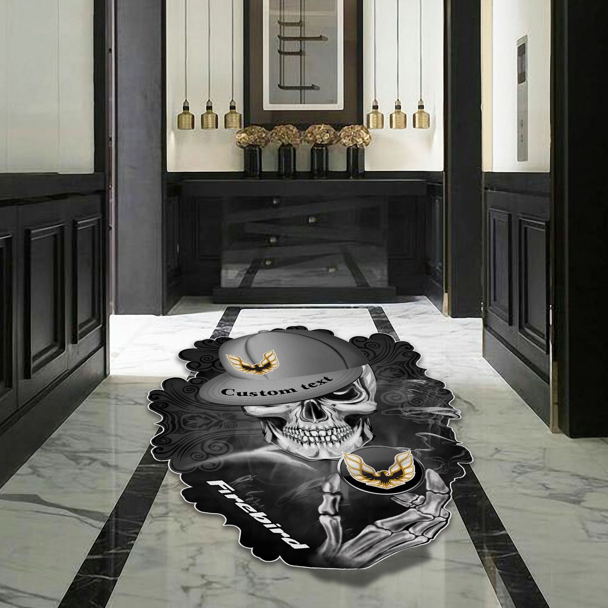 Pontiac Firebird Skull Shaped Luxurious Doormat, Rug Home Decor, Custom name - Famjoys Pontiac Firebird Skull Shaped Luxurious Doormat, Rug Home Decor, Custom name - Famjoys