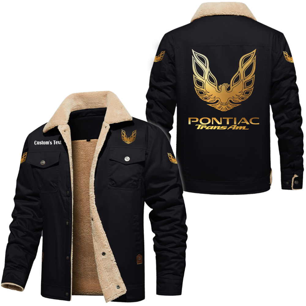 Pontiac Trans Am Golden Logo Cargo Fleece Lined Cotton Jacket Multicolor, vintage style, customize name 
