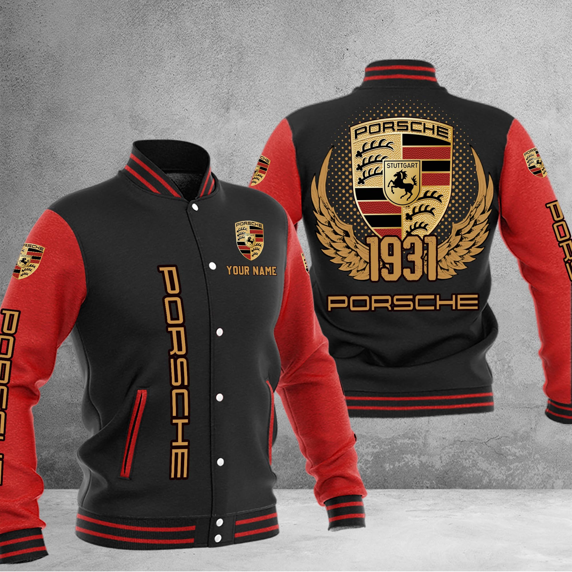 Porsche DMHJ1072 Baseball Jacket Multicolor - Famjoys Porsche DMHJ1072 Baseball Jacket Multicolor - Famjoys
