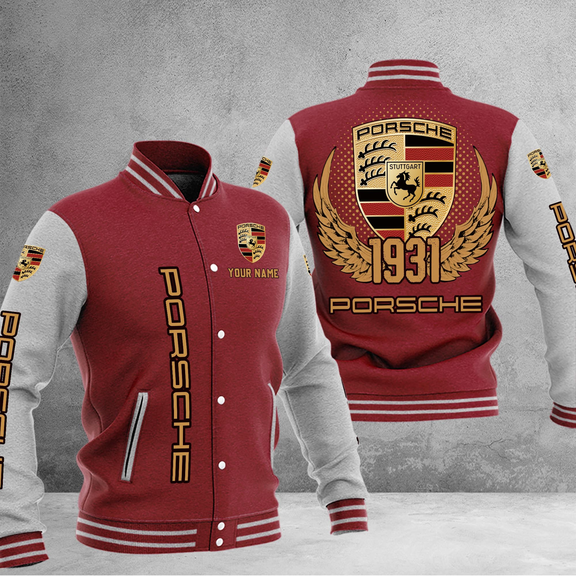 Porsche DMHJ1072 Baseball Jacket Multicolor - Famjoys Porsche DMHJ1072 Baseball Jacket Multicolor - Famjoys