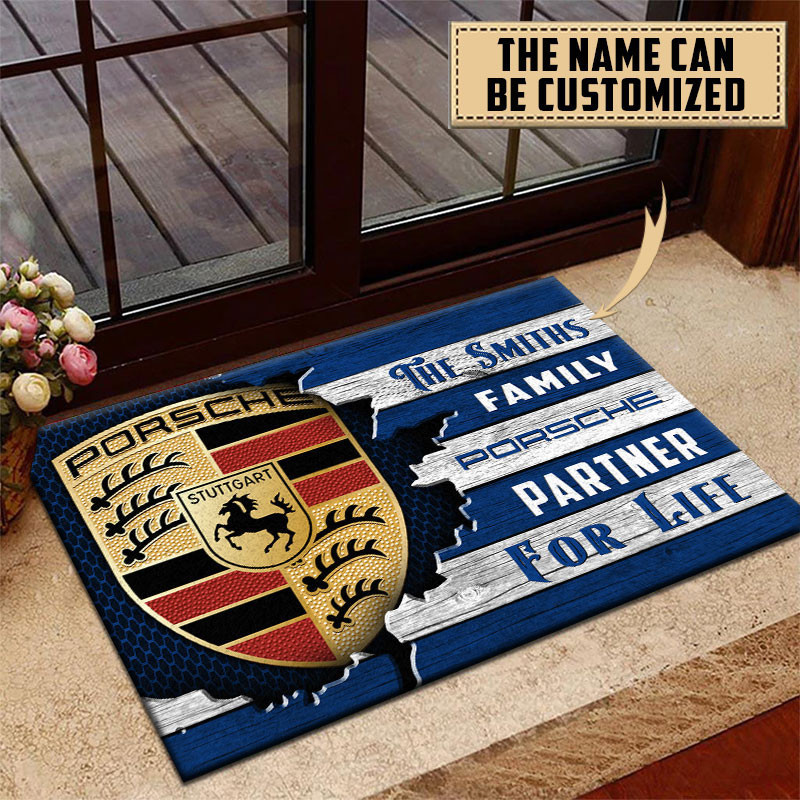 Porsche Doormat Custom Name, Multicolor - Famjoys Porsche Doormat Custom Name, Multicolor - Famjoys