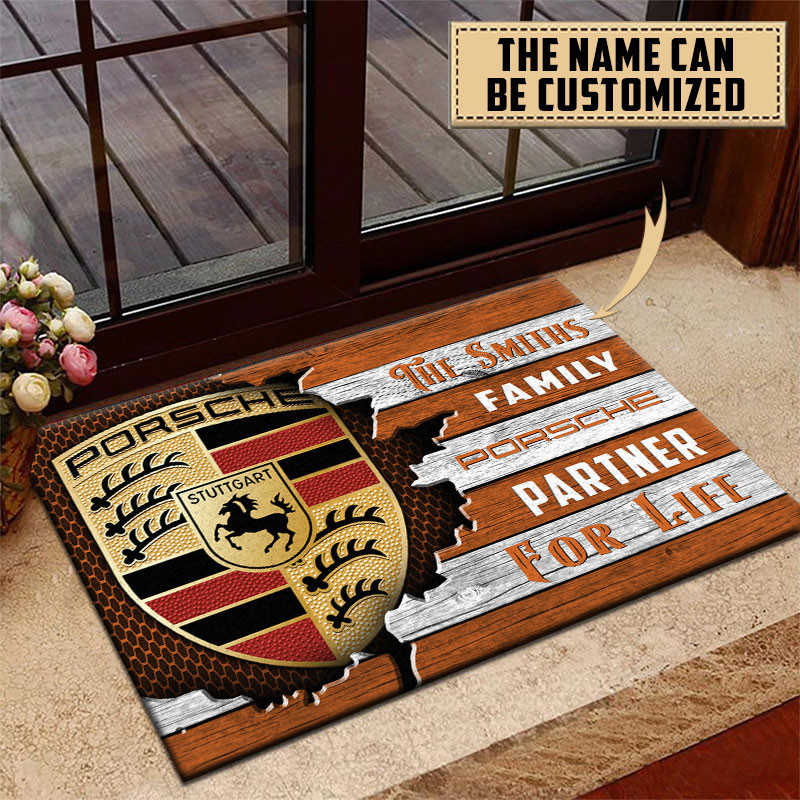 Porsche Doormat Custom Name, Multicolor - Famjoys Porsche Doormat Custom Name, Multicolor - Famjoys