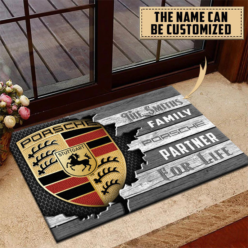 Porsche Doormat Custom Name, Multicolor - Famjoys Porsche Doormat Custom Name, Multicolor - Famjoys