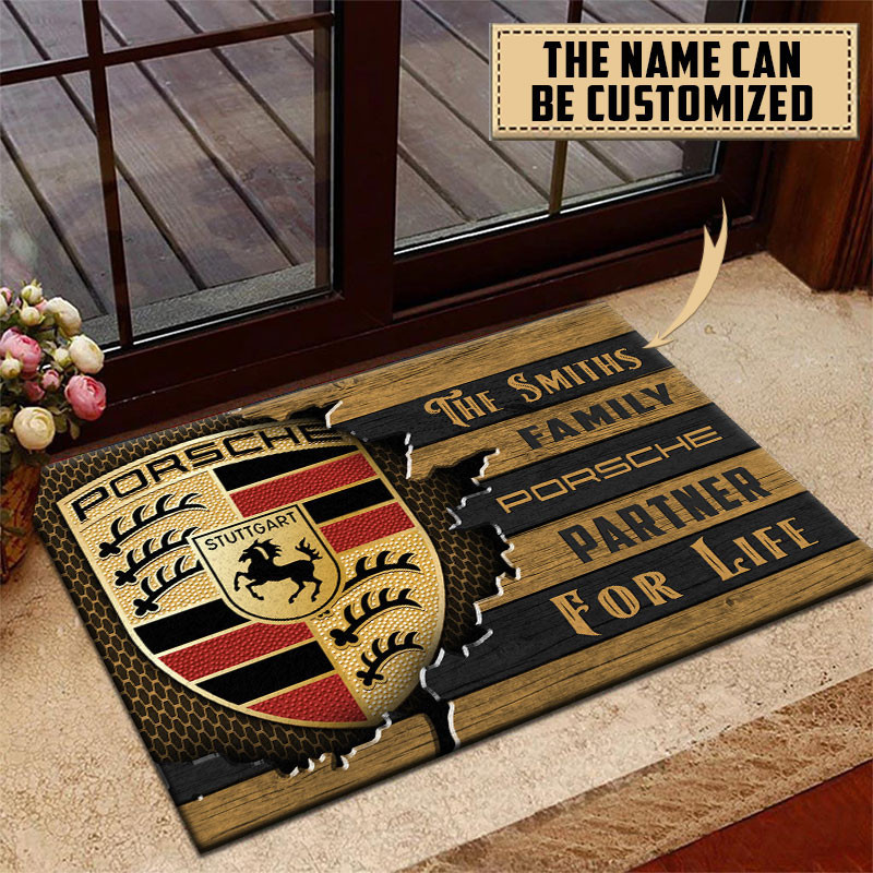 Porsche Doormat Custom Name, Multicolor - Famjoys Porsche Doormat Custom Name, Multicolor - Famjoys