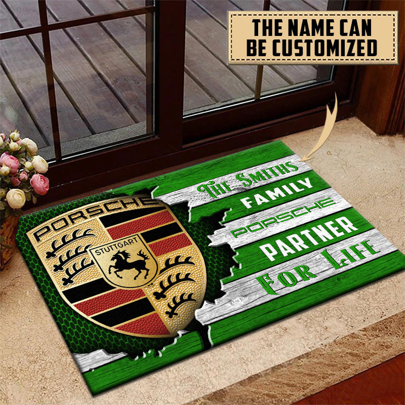 Porsche Doormat Custom Name, Multicolor - Famjoys Porsche Doormat Custom Name, Multicolor - Famjoys