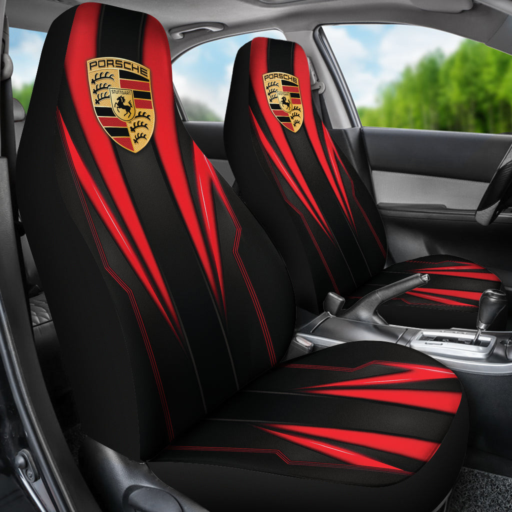 Porsche Red Logo Car Seat Covers Metal Abstract Ph220913-23 - Famjoys Porsche Red Logo Car Seat Covers Metal Abstract Ph220913-23 - Famjoys