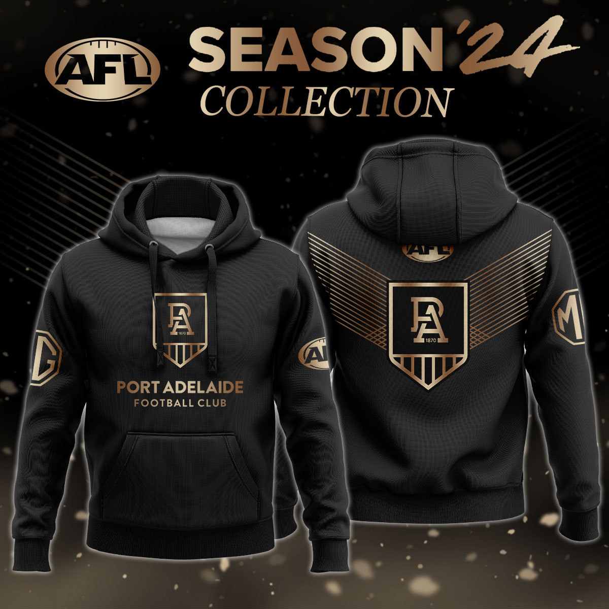 Port Adelaide Power Gold Premier Hoodie Set - Famjoys Port Adelaide Power Gold Premier Hoodie Set - Famjoys