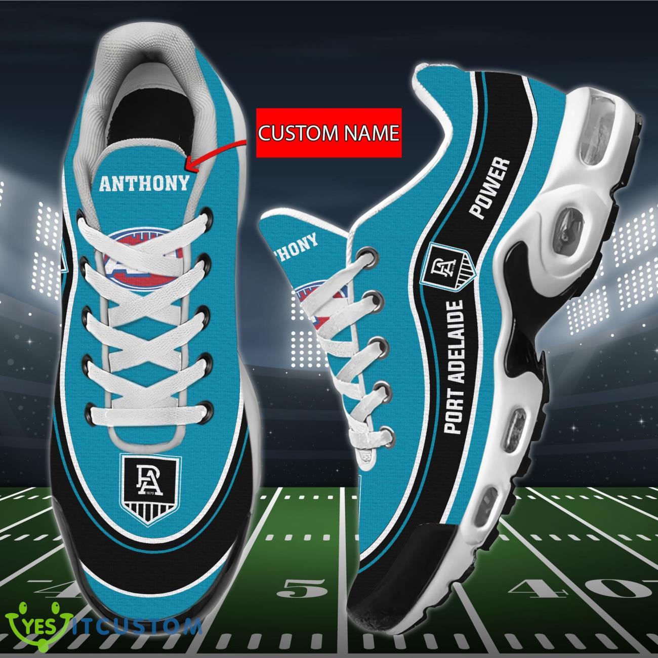 Port Adelaide Power Personalized Name Air Cushion Sports Shoes Sneaker KLTNS220421 - Famjoys Port Adelaide Power Personalized Name Air Cushion Sports Shoes Sneaker KLTNS220421 - Famjoys