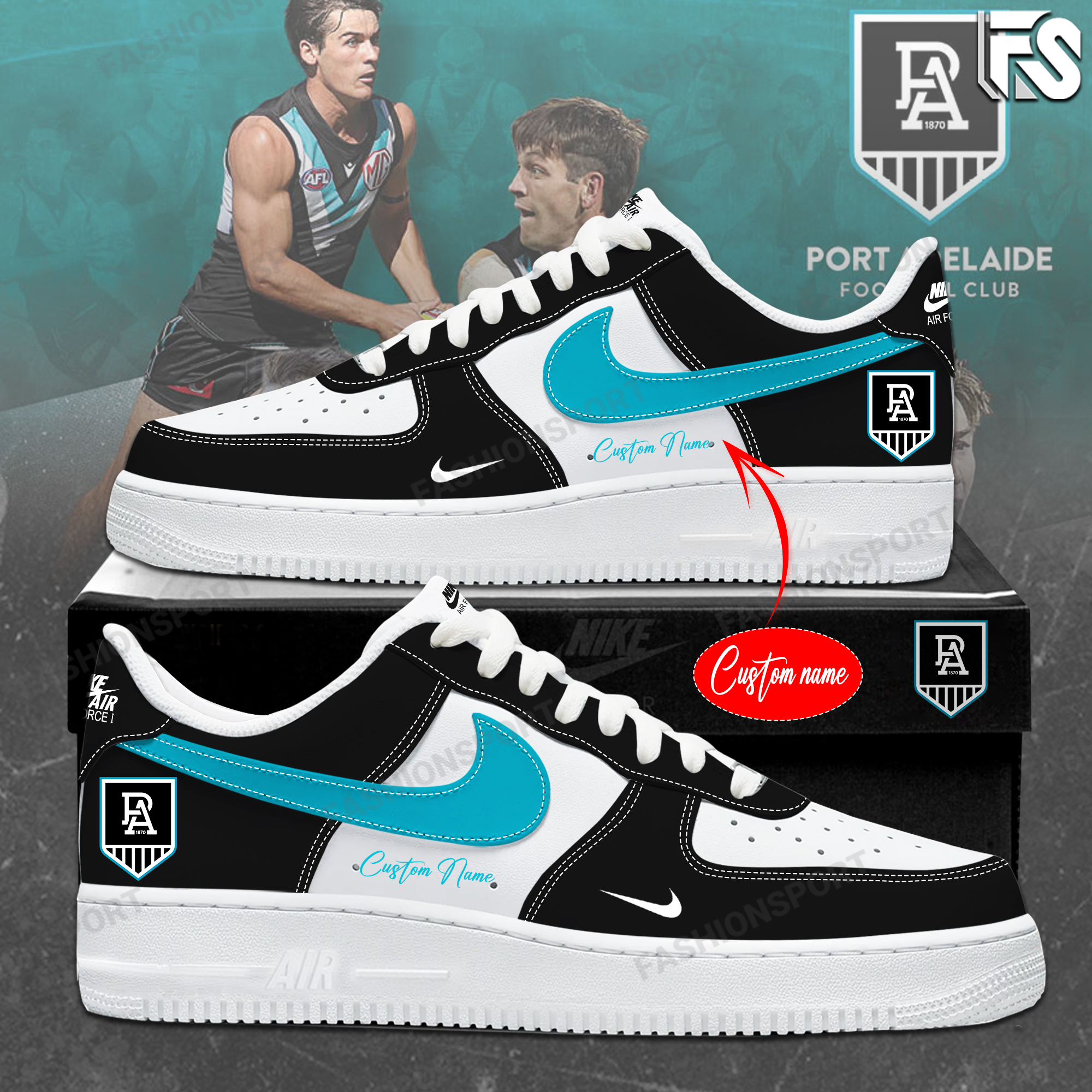 Port Adelaide x AF1 Shoes v2