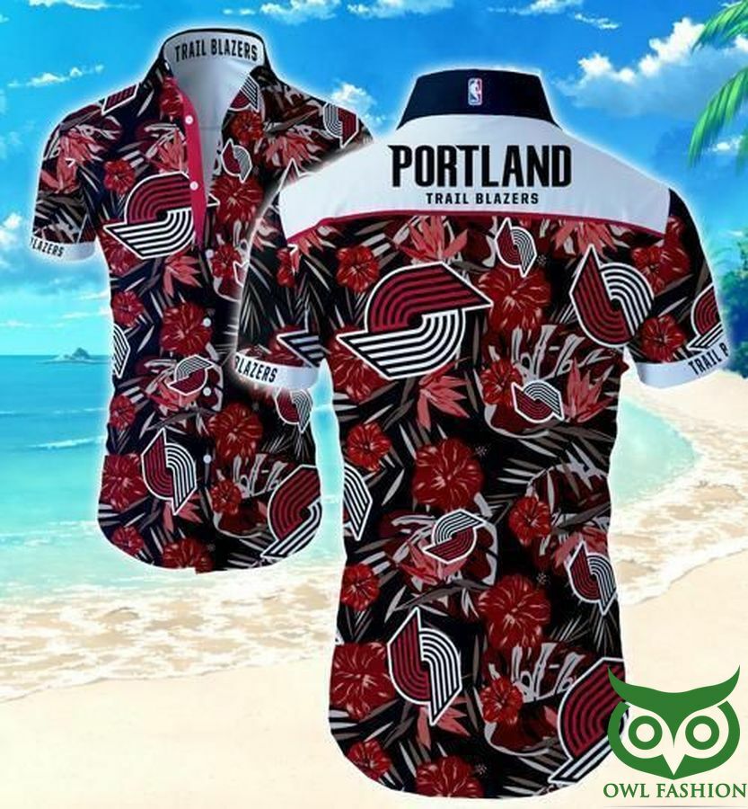 Portland Trail Blazers Floral Red And Black Hawaiian Shirt - Famjoys Portland Trail Blazers Floral Red And Black Hawaiian Shirt - Famjoys