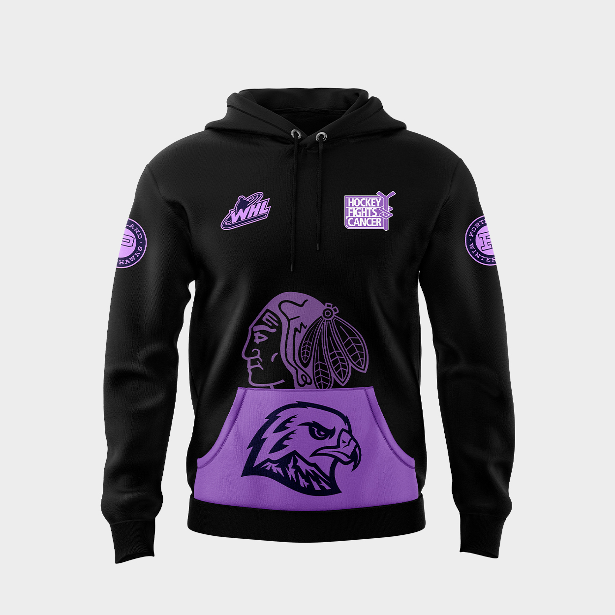 Portland Winterhawks Hockey Fight Cancer Hoodie - Famjoys Portland Winterhawks Hockey Fight Cancer Hoodie - Famjoys