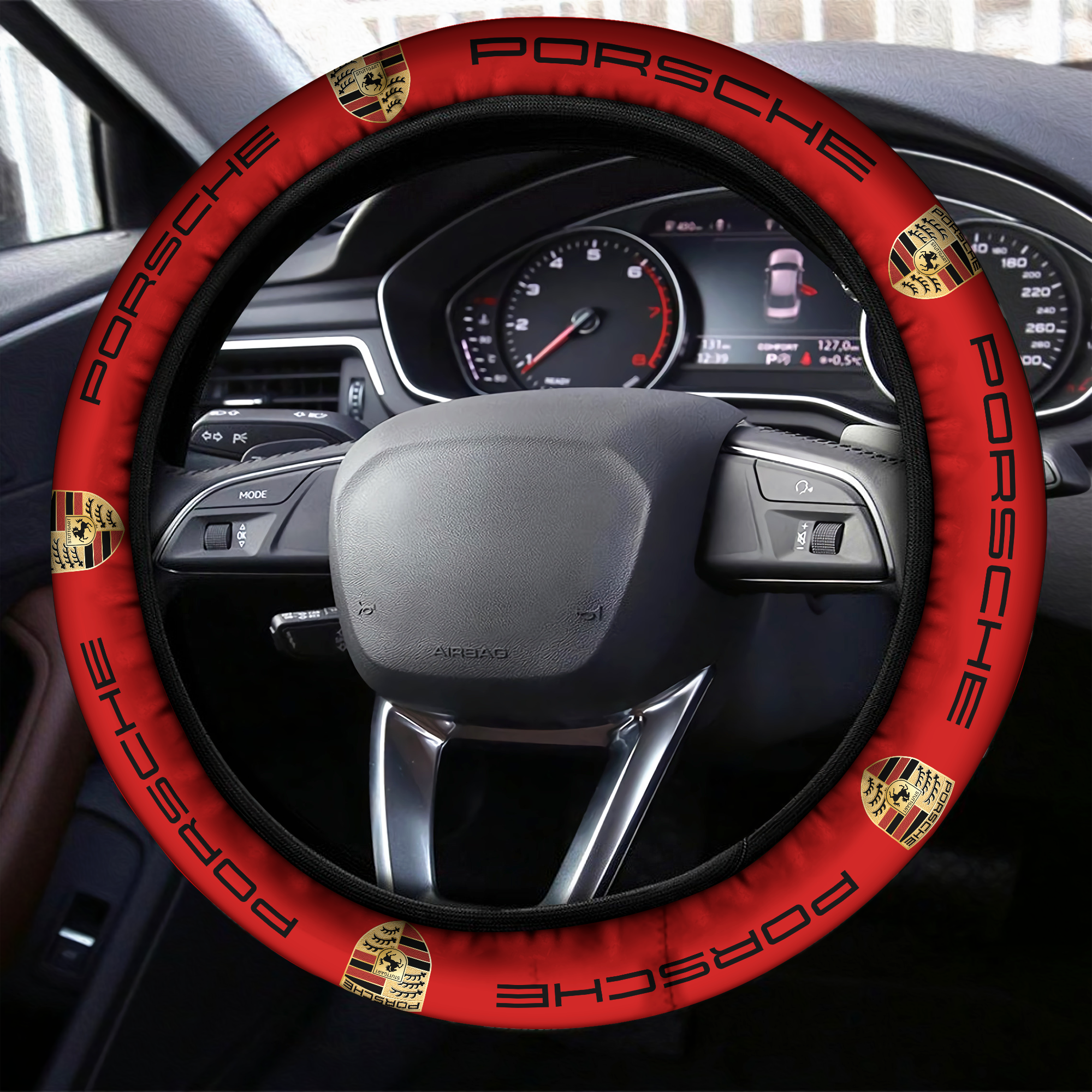 Posche Steering Wheel Cover Red - Famjoys Posche Steering Wheel Cover Red - Famjoys
