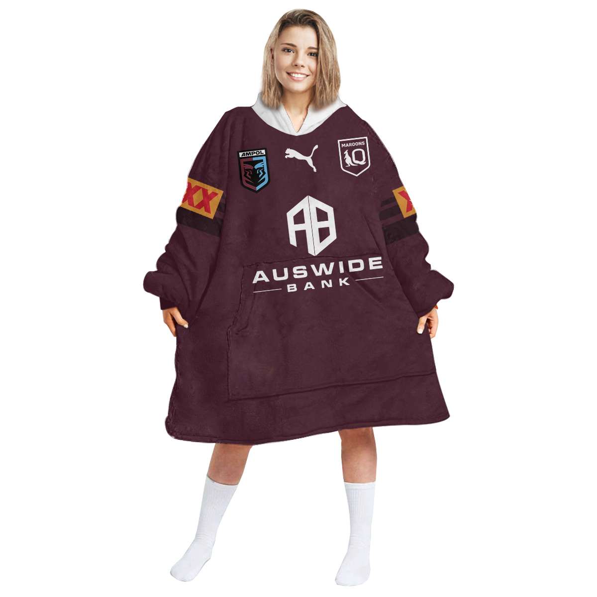Premium Queensland Maroons Blanket Hoodie - Famjoys Premium Queensland Maroons Blanket Hoodie - Famjoys