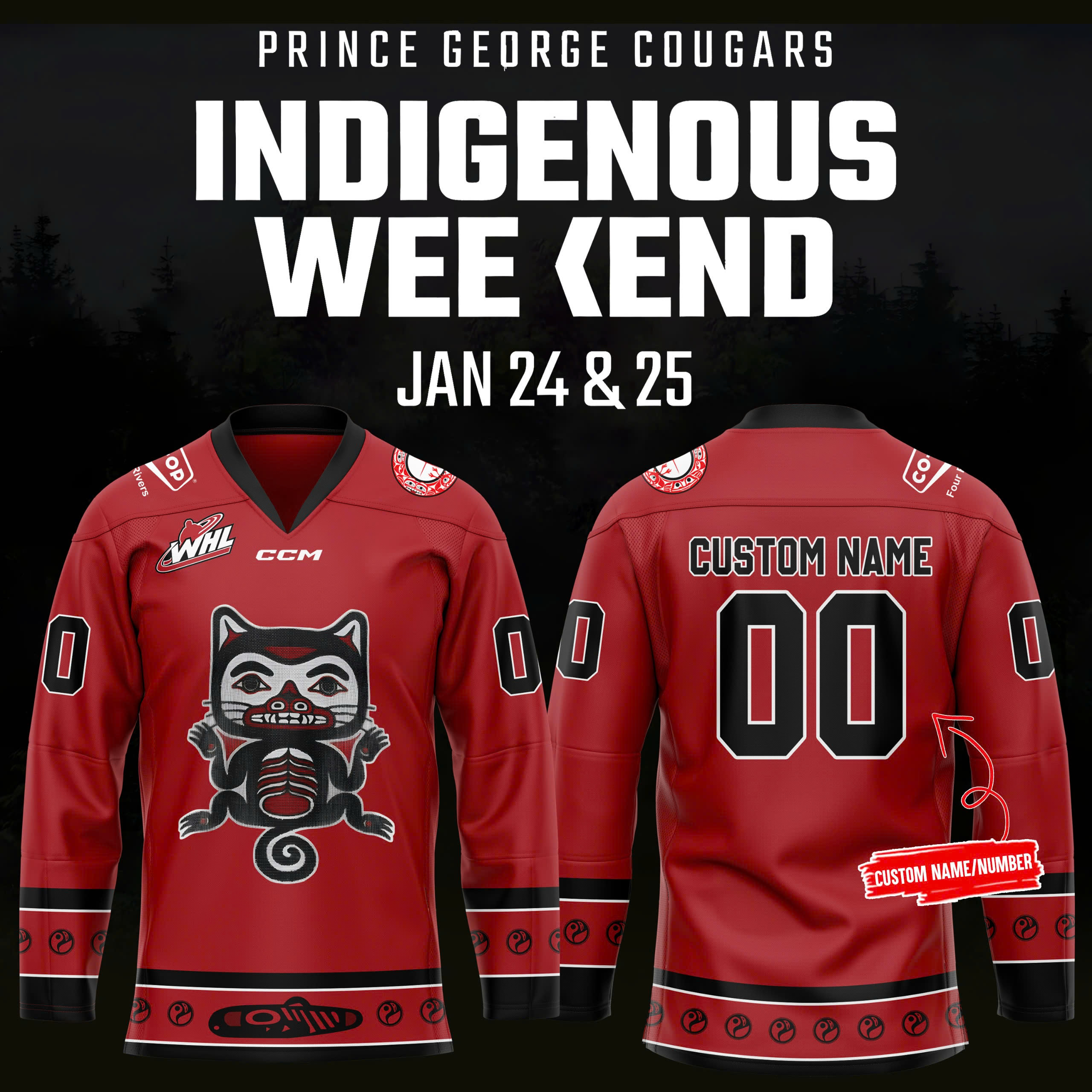 Prince George Cougars x 2025 Indigenous Weekend Personalized Jersey - Famjoys Prince George Cougars x 2025 Indigenous Weekend Personalized Jersey - Famjoys