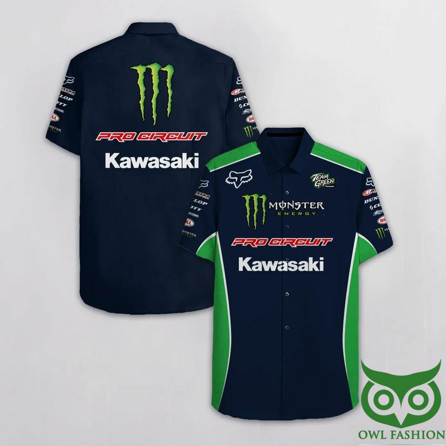 Pro Circuit Kawasaki Dark Blue And Green Hawaiian Shirt - Famjoys Pro Circuit Kawasaki Dark Blue And Green Hawaiian Shirt - Famjoys
