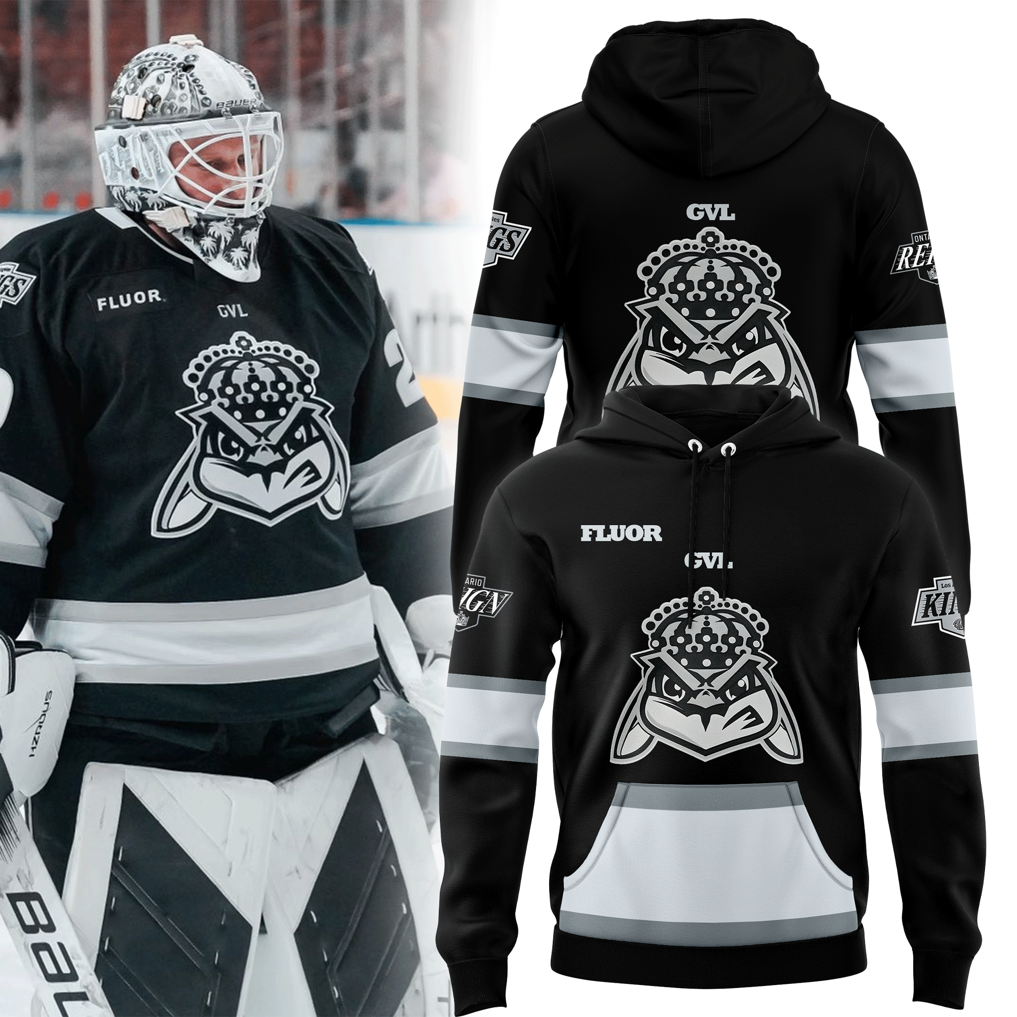 Pro Greenville Swamp Rabbits x LA Kings x Ontario Reign Exclusive Hoodie - Famjoys Pro Greenville Swamp Rabbits x LA Kings x Ontario Reign Exclusive Hoodie - Famjoys