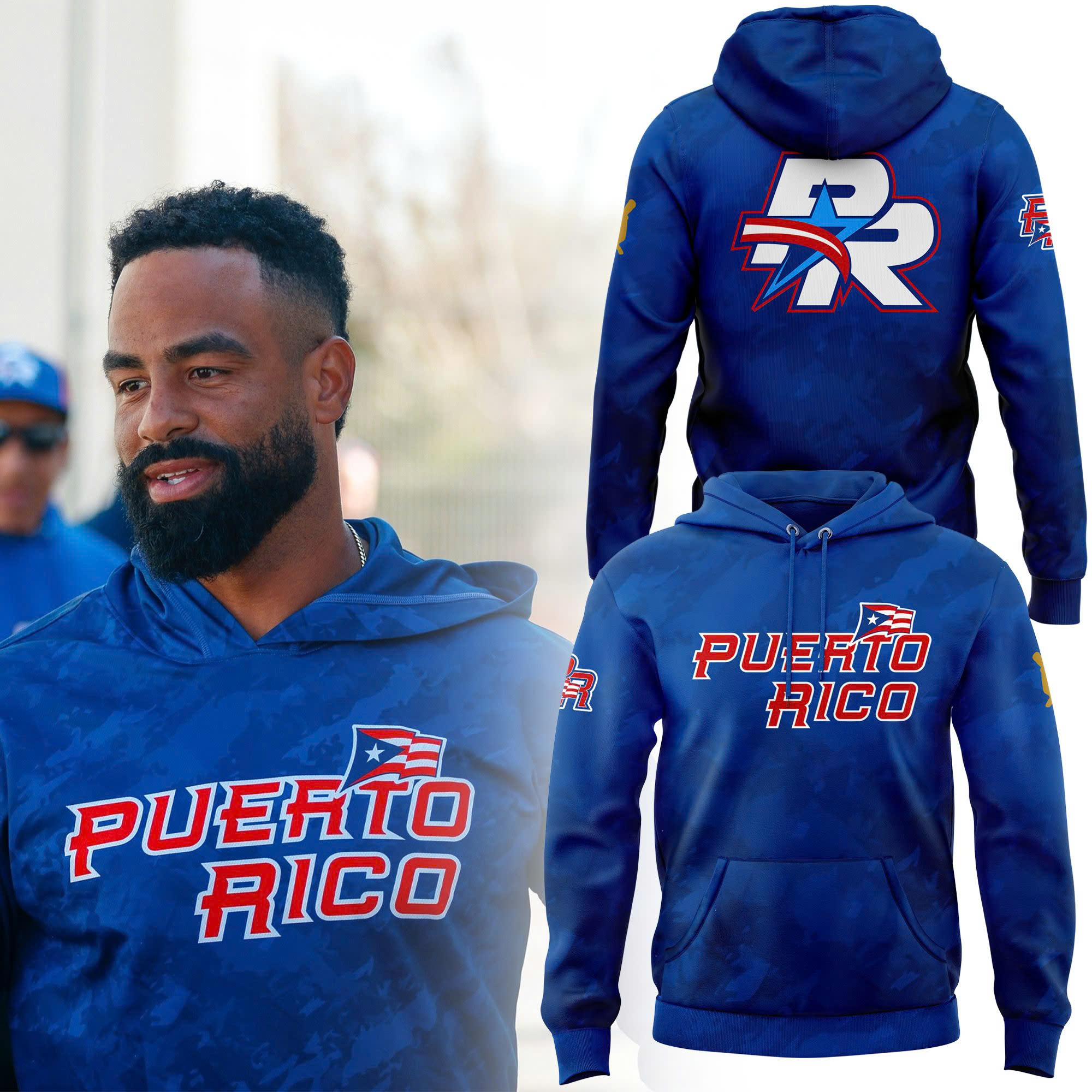 Puerto Rico Baseball Sweaterer Hoodie for Men - Famjoys Puerto Rico Baseball Sweaterer Hoodie for Men - Famjoys