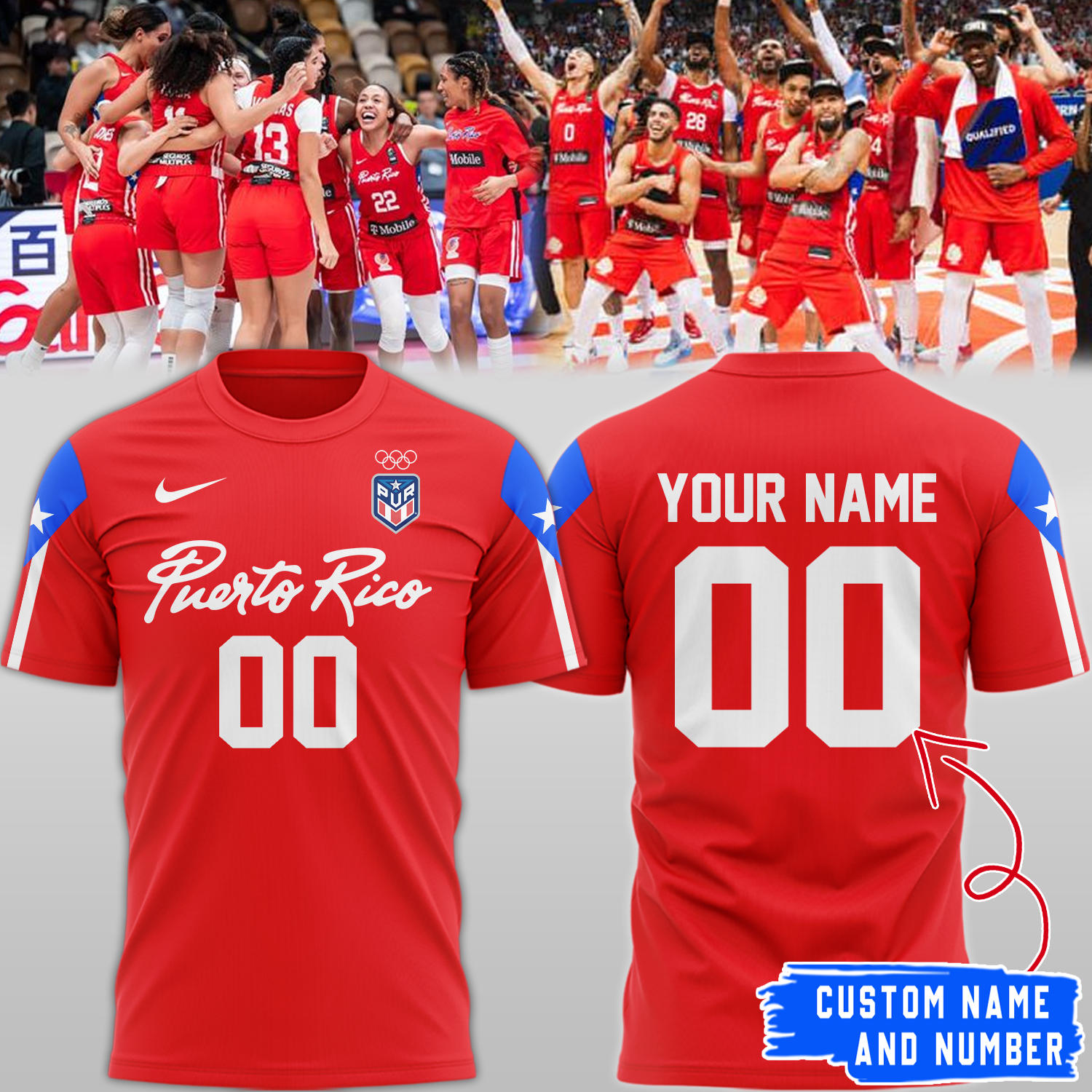 Puerto Rico Basketball Olympic Games Paris Custom T-shirt - Famjoys Puerto Rico Basketball Olympic Games Paris Custom T-shirt - Famjoys