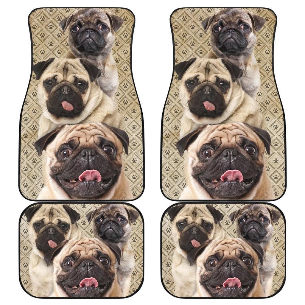 Pug Dog Car Floor Mats Funny For Pug Dog Lover - Famjoys Pug Dog Car Floor Mats Funny For Pug Dog Lover - Famjoys