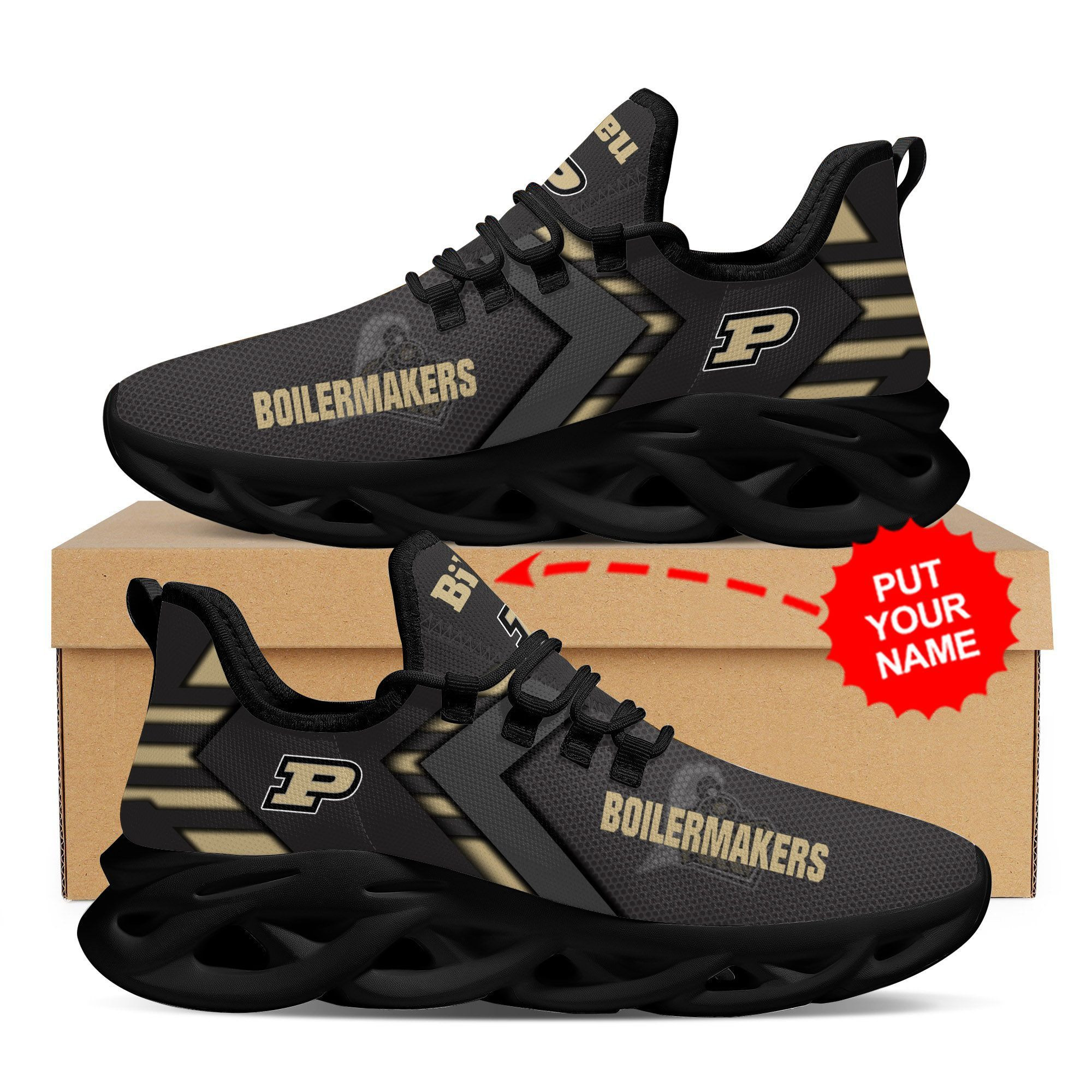 Purdue Boilermakers Custom Personalized Max Soul Sneakers Shoes - Famjoys Purdue Boilermakers Custom Personalized Max Soul Sneakers Shoes - Famjoys