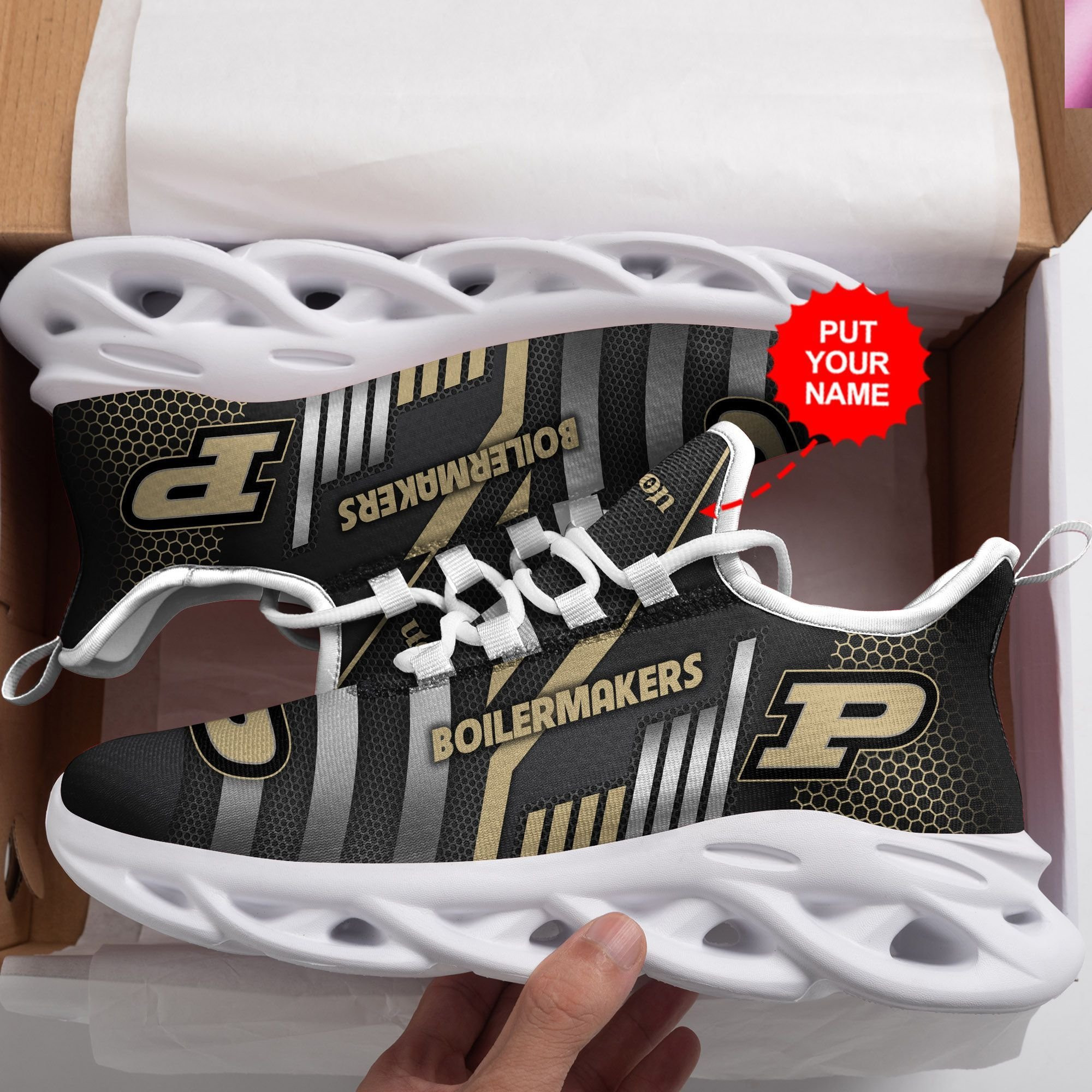 Purdue Boilermakers Custom Personalized Max Soul Sneakers Shoes - Famjoys Purdue Boilermakers Custom Personalized Max Soul Sneakers Shoes - Famjoys
