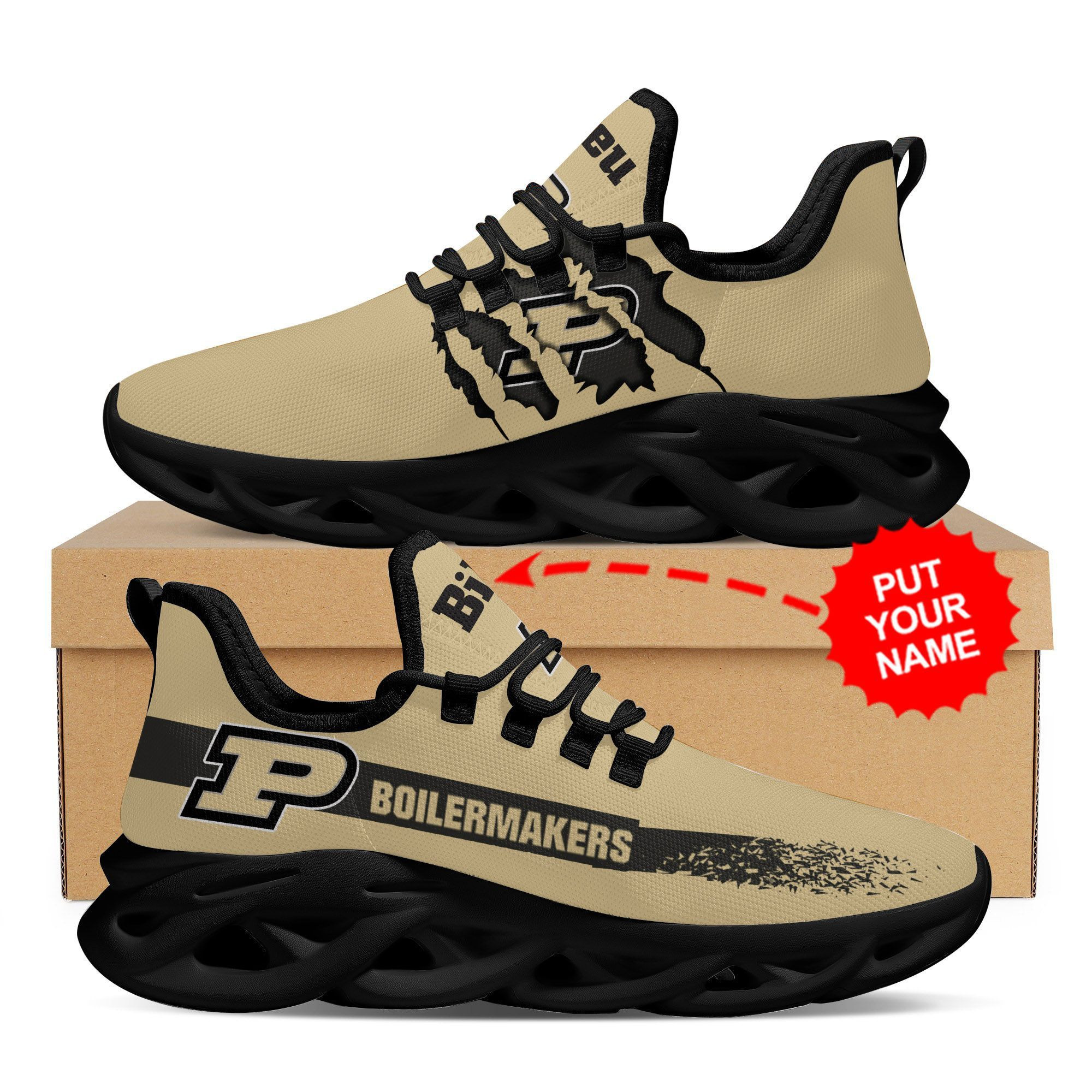 Purdue Boilermakers Custom Personalized Max Soul Sneakers Shoes - Famjoys Purdue Boilermakers Custom Personalized Max Soul Sneakers Shoes - Famjoys
