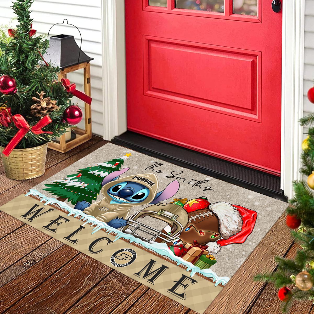 Purdue Boilermakers Cute Stitch Christmas Doormat - Famjoys Purdue Boilermakers Cute Stitch Christmas Doormat - Famjoys