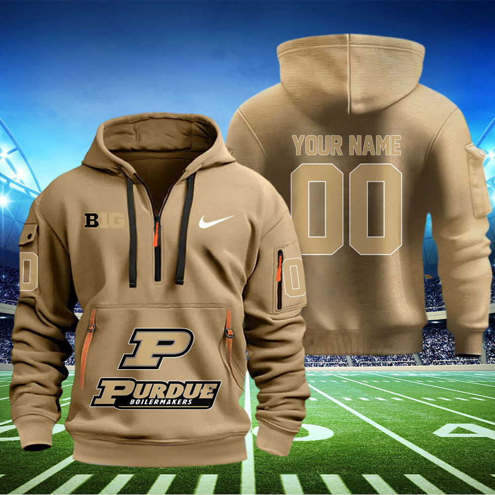 Purdue Boilermakers Football Quarter Zip Hoodie - Famjoys Purdue Boilermakers Football Quarter Zip Hoodie - Famjoys