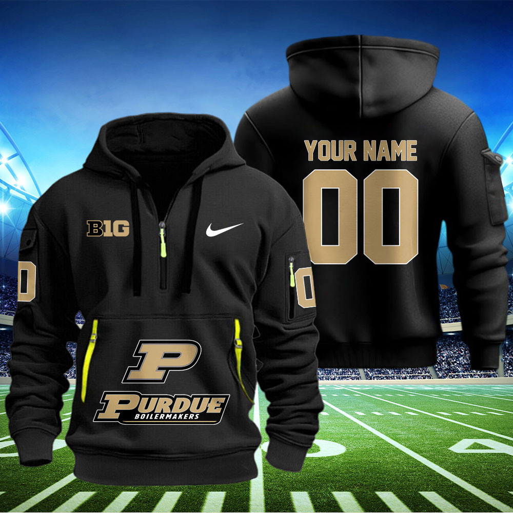 Purdue Boilermakers Football Quarter Zip Hoodie - Famjoys Purdue Boilermakers Football Quarter Zip Hoodie - Famjoys