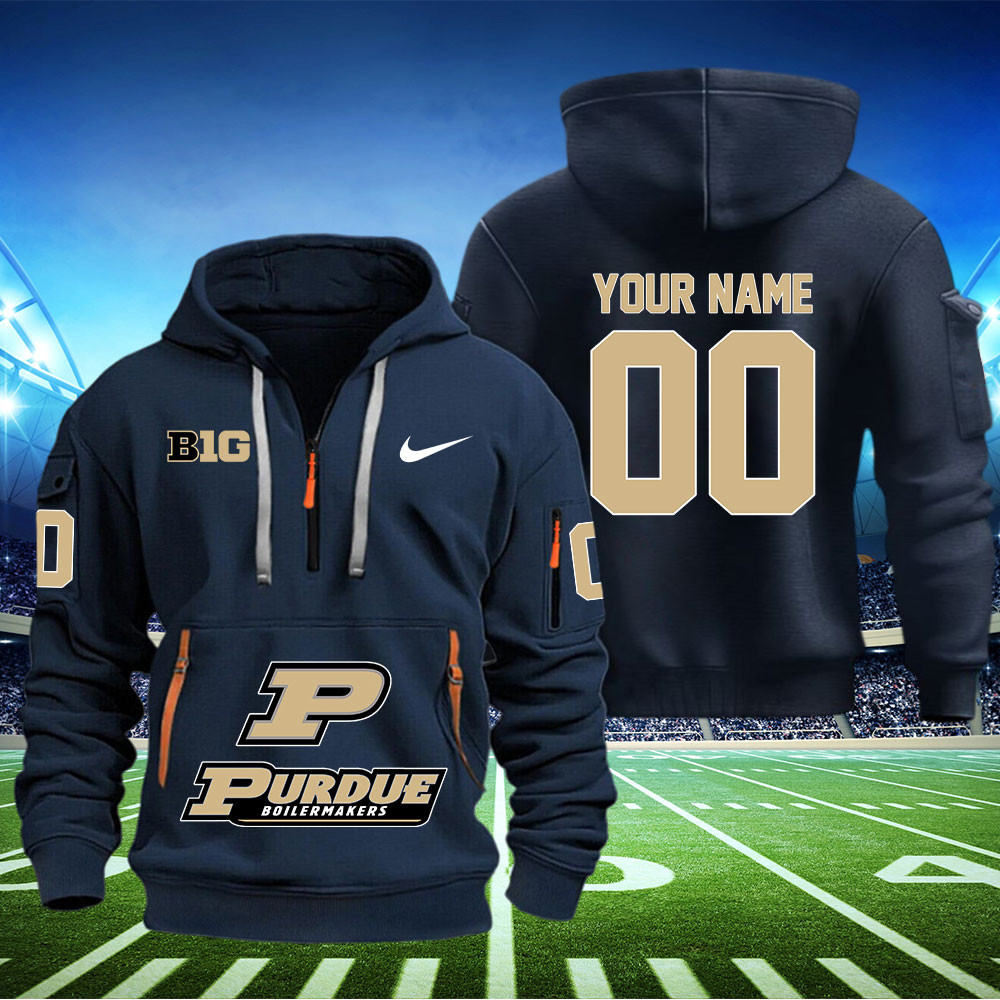 Purdue Boilermakers Football Quarter Zip Hoodie - Famjoys Purdue Boilermakers Football Quarter Zip Hoodie - Famjoys