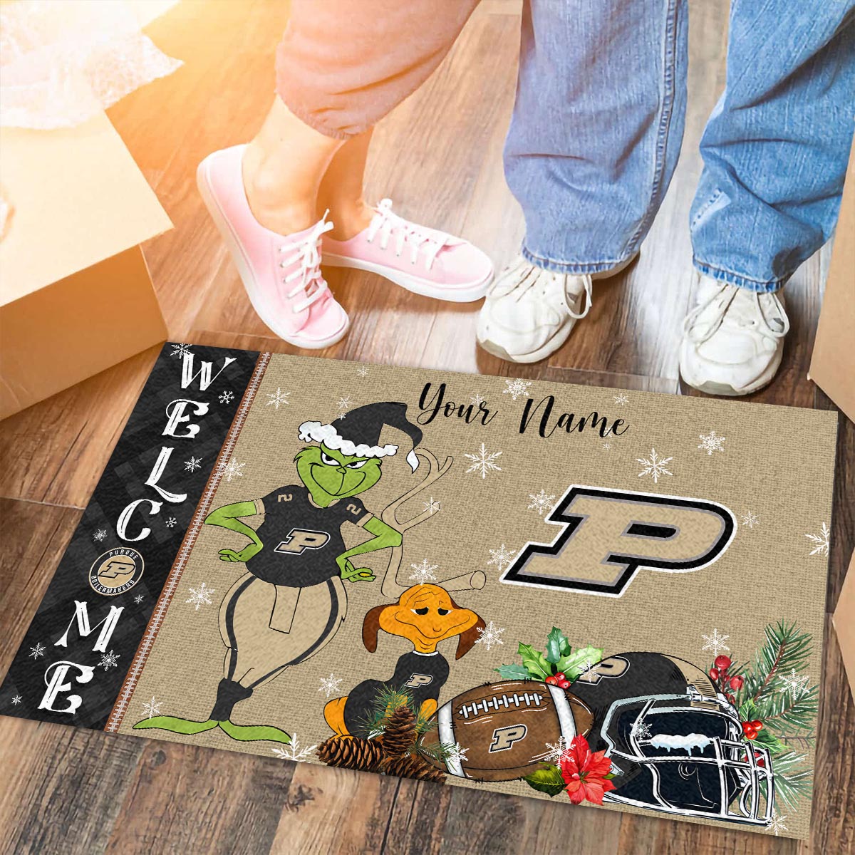 Purdue Boilermakers Grinch Christmas Welcome Football Doormat - Famjoys Purdue Boilermakers Grinch Christmas Welcome Football Doormat - Famjoys