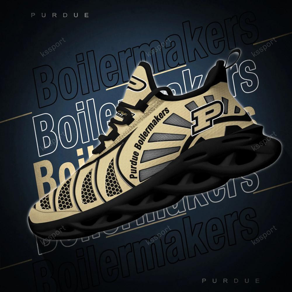 Purdue Boilermakers Max Soul Clunky, Black And White Running Shoes - Famjoys Purdue Boilermakers Max Soul Clunky, Black And White Running Shoes - Famjoys